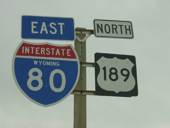 Mainline reassurance shield along e/b in front of port of entry at Wyo.-Utah state line.