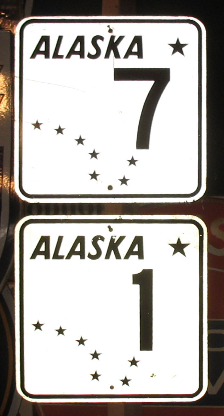Alaska - State Highway 1 and State Highway 7 sign.