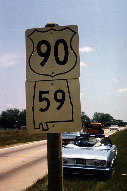 Alabama - State Highway 59 and U.S. Highway 90 sign.