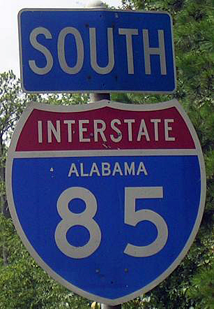 Alabama Interstate 85 sign.