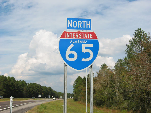 Alabama Interstate 65 sign.