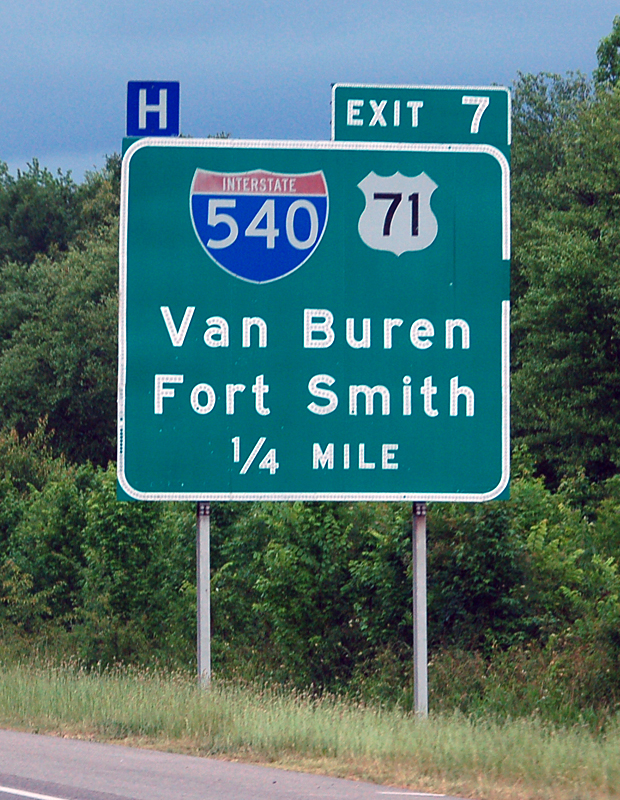 Arkansas - U.S. Highway 71 and Interstate 540 sign.