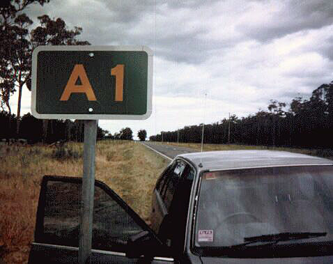 Australia national route A1 sign.
