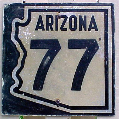 Arizona State Highway 77 sign.
