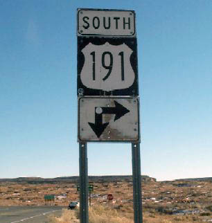 Arizona U.S. Highway 191 sign.