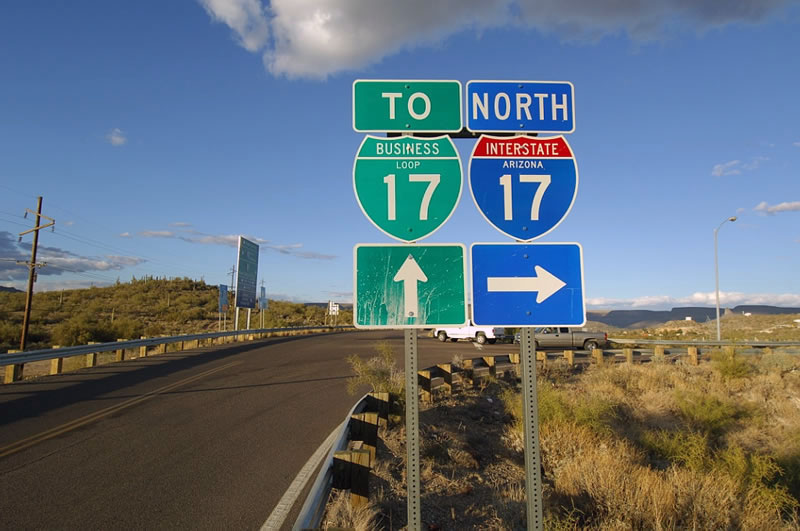 Arizona - Interstate 17 and business loop 17 sign.