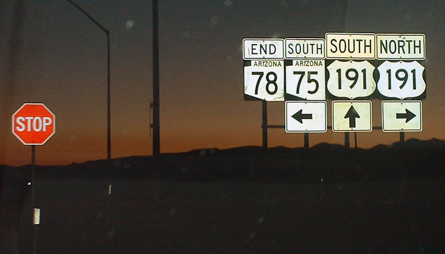 Arizona - U.S. Highway 191, State Highway 75, and State Highway 78 sign.