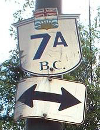 British Columbia provincial highway 7A sign.