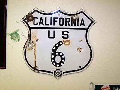 California - U.S. Highway 6 and Kern County route 101 sign.