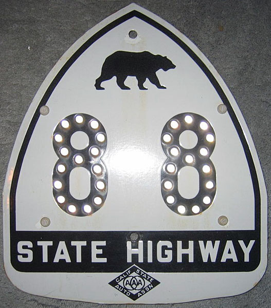 California State Highway 88 sign.
