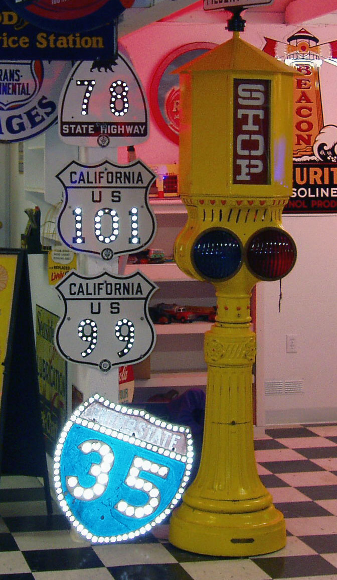 California - State Highway 78, U.S. Highway 101, U.S. Highway 99, and U.S. Highway 66 sign.