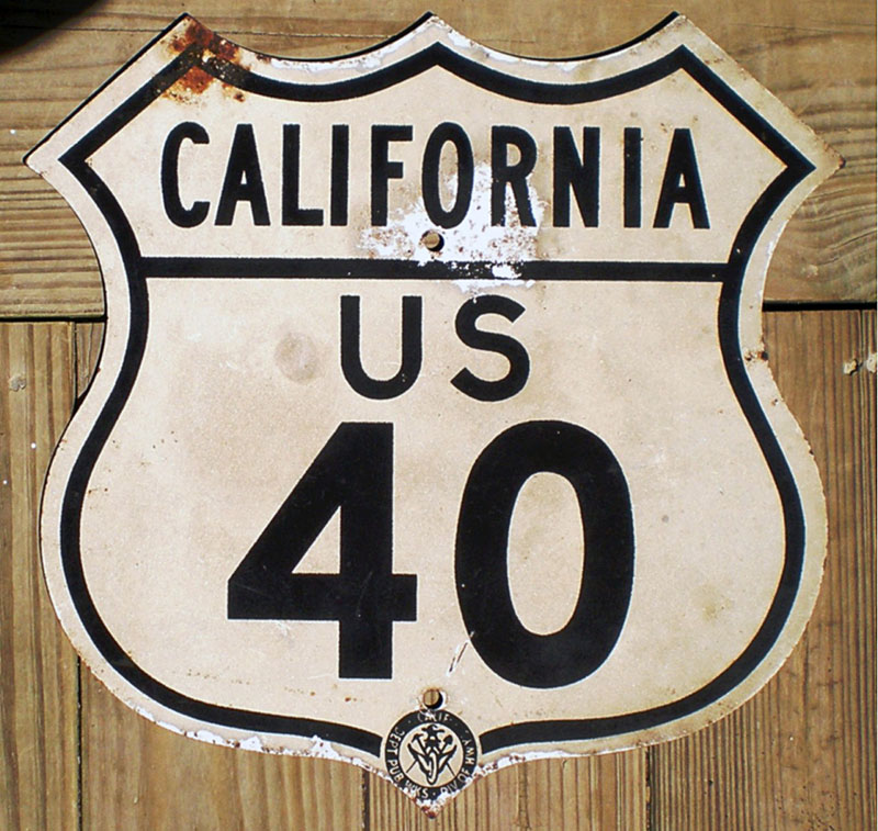 California U.S. Highway 40 sign.
