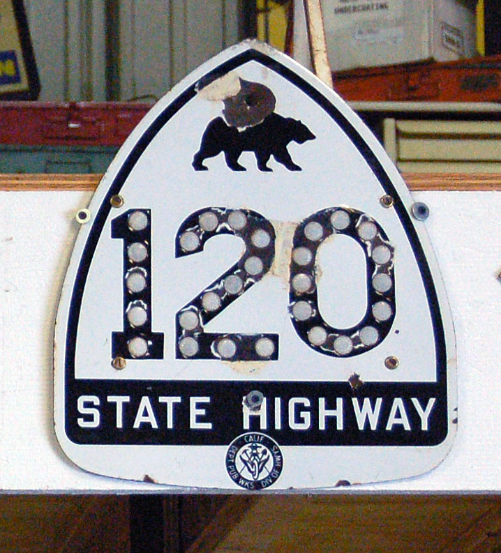 California State Highway 120 sign.