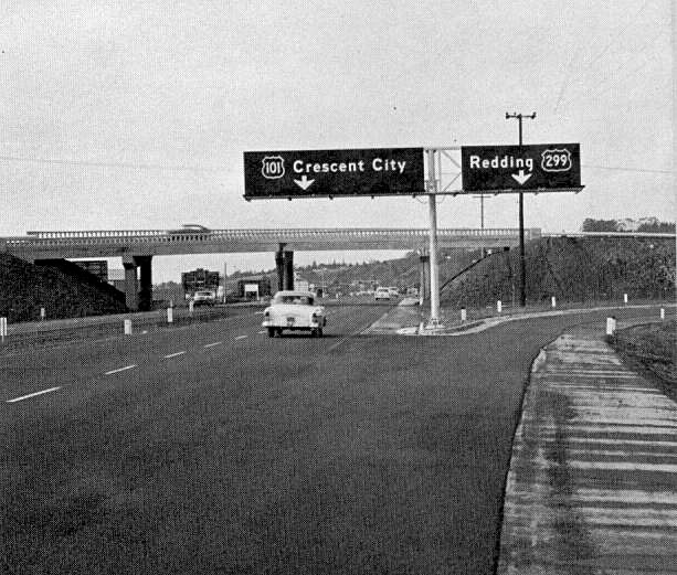 California - U.S. Highway 299 and U.S. Highway 101 sign.