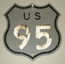 California U.S. Highway 95 sign.