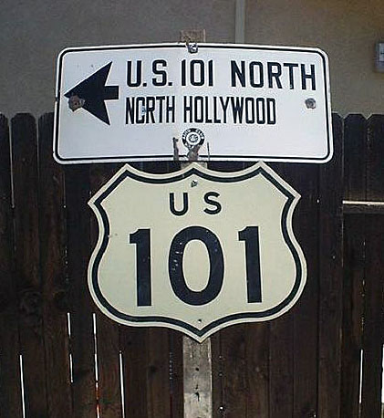 California U. S. highway 101 sign.