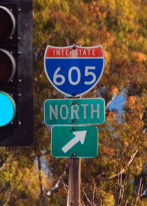 California Interstate 605 sign.