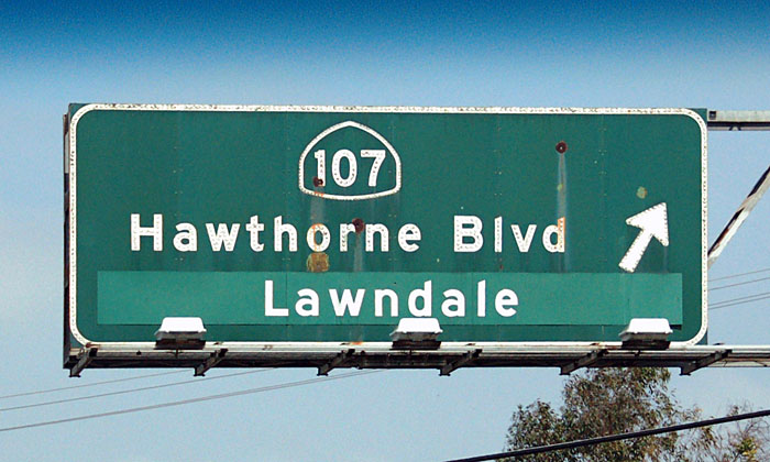 California State Highway 107 sign.