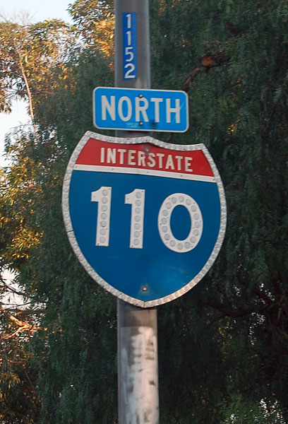 California interstate 110 sign.
