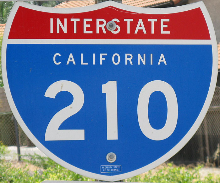 California Interstate 210 sign.