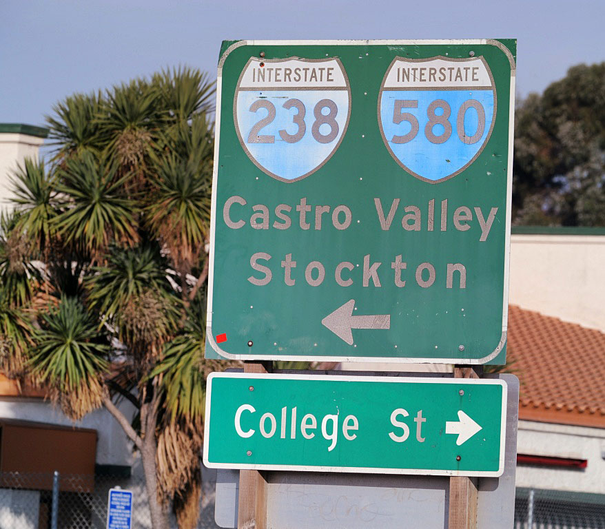 California - interstate 238 and interstate 580 sign.