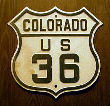Colorado U.S. Highway 36 sign.