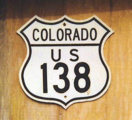 Colorado U.S. Highway 138 sign.