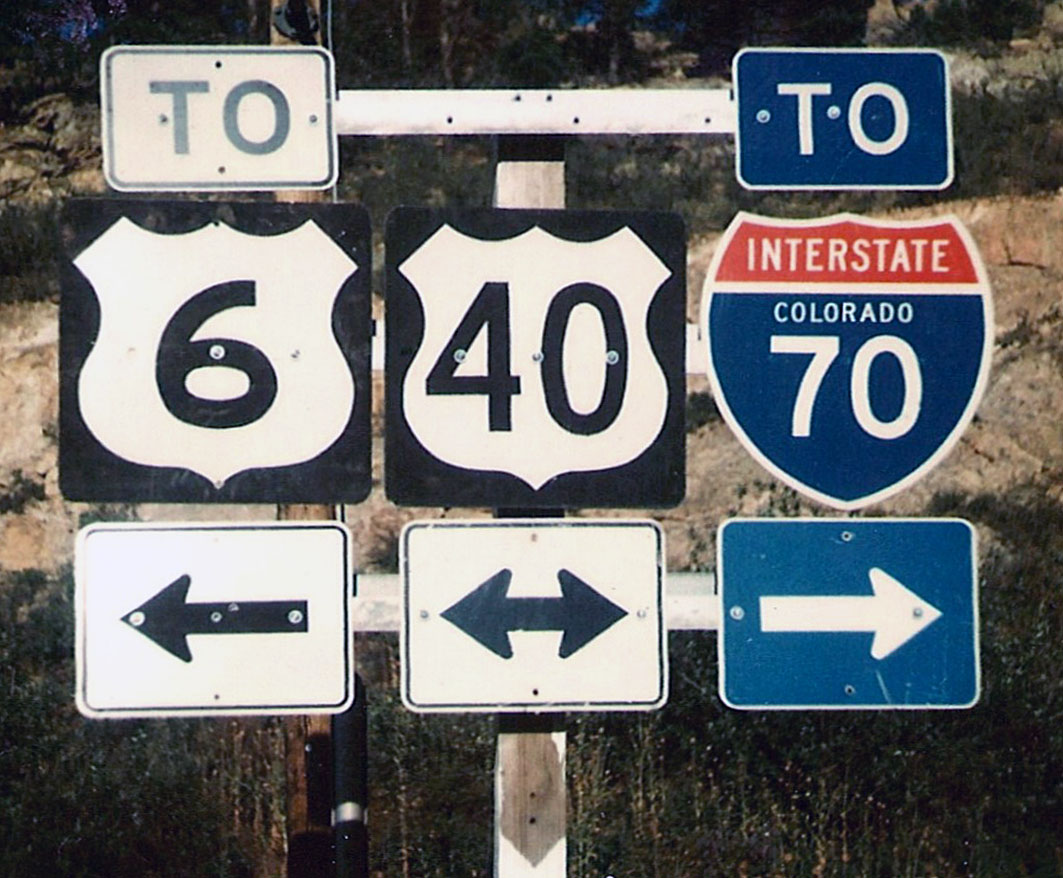 Colorado - Interstate 70, U.S. Highway 6, and U.S. Highway 40 sign.