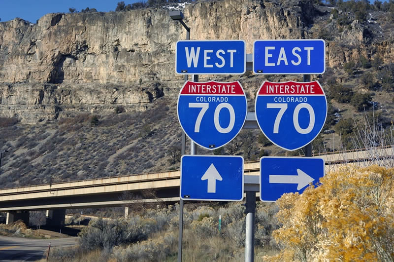 Colorado interstate 70 sign.