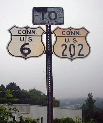 Connecticut - U.S. Highway 202 and U.S. Highway 6 sign.