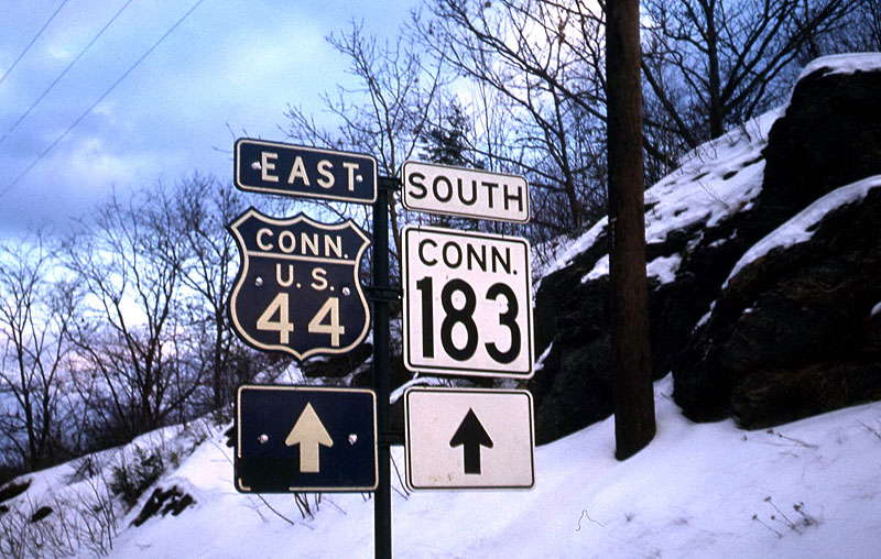 Connecticut - U.S. Highway 44 and State Highway 183 sign.