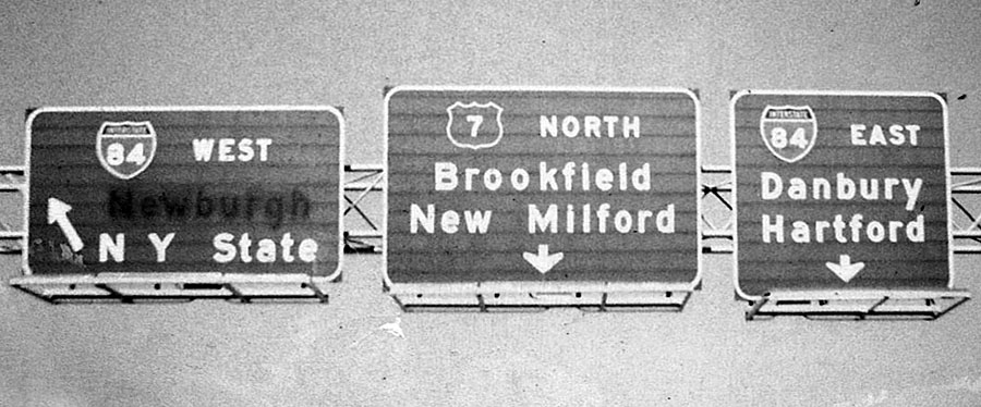 Connecticut - U.S. Highway 7 and Interstate 84 sign.