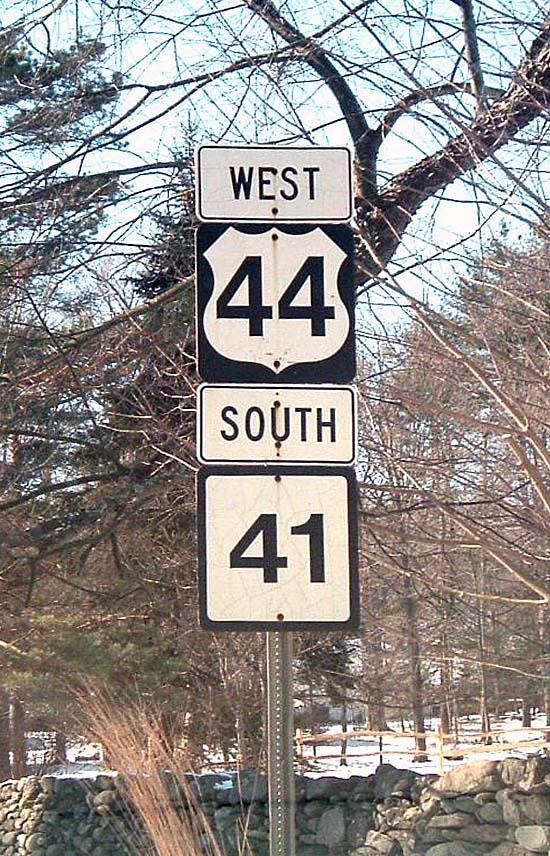 Connecticut - State Highway 41 and U.S. Highway 44 sign.