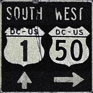 District of Columbia - U.S. Highway 50 and U.S. Highway 1 sign.
