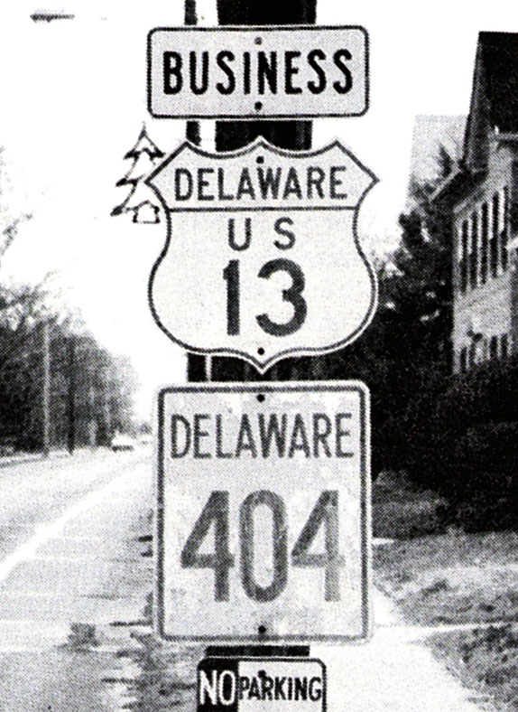 Delaware - State Highway 404 and U.S. Highway 13 sign.