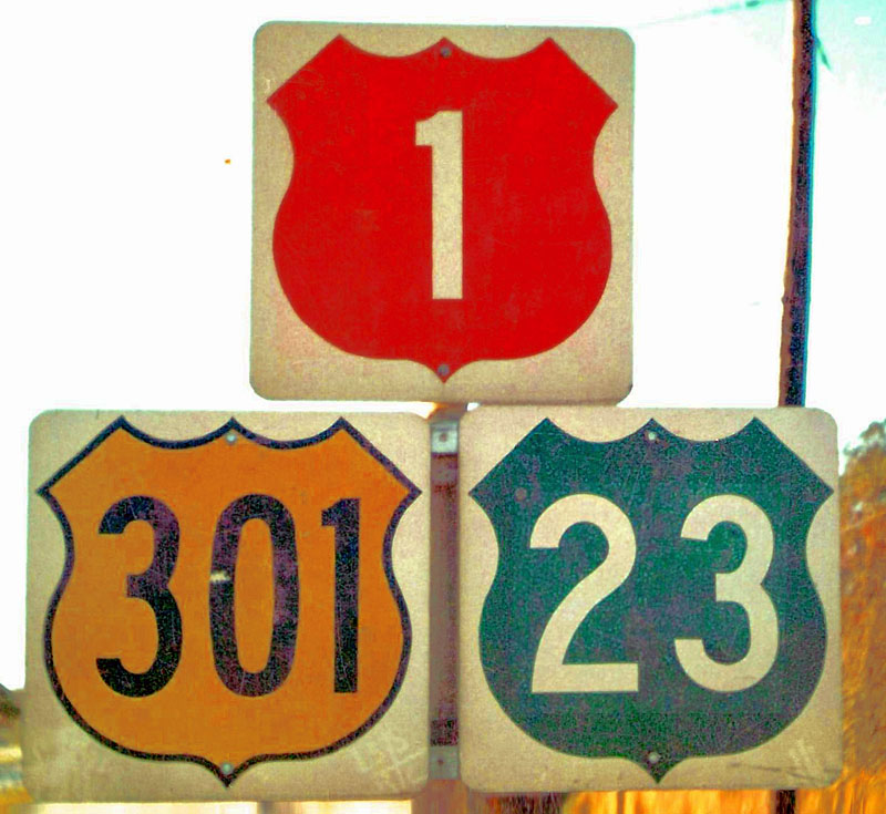 Florida - U. S. highway 23, U. S. highway 301, and U. S. highway 1 sign.