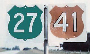 Florida - U.S. Highway 41 and U.S. Highway 27 sign.
