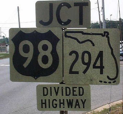 Florida - State Highway 294 and U.S. Highway 98 sign.