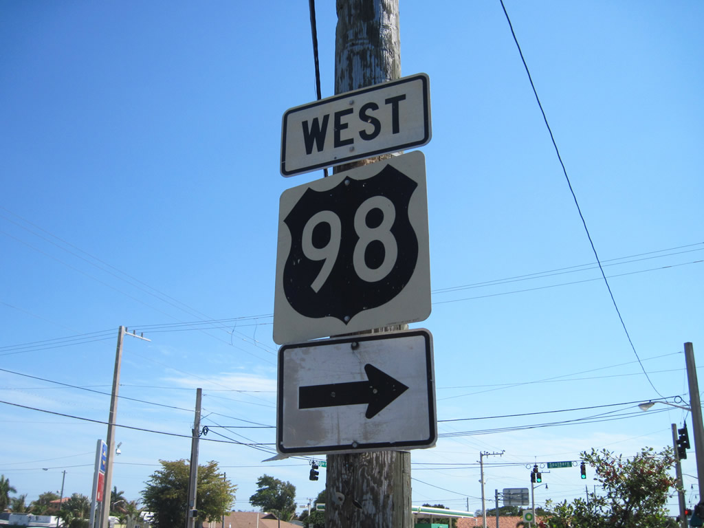 Florida U. S. highway 98 sign.