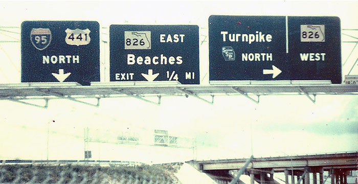 Florida - State Highway 826, U.S. Highway 441, and Interstate 95 sign.
