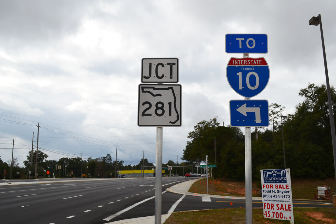 Florida - Interstate 10 and State Highway 281 sign.