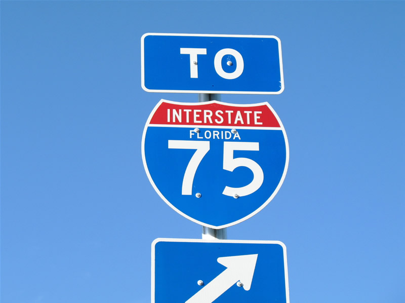 Florida Interstate 75 sign.