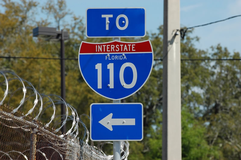 Florida interstate 110 sign.