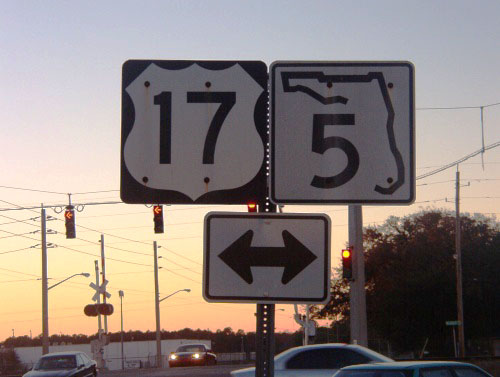 Florida - State Highway 5 and U.S. Highway 17 sign.