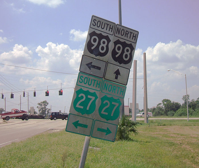 Florida - U.S. Highway 98 and U.S. Highway 27 sign.