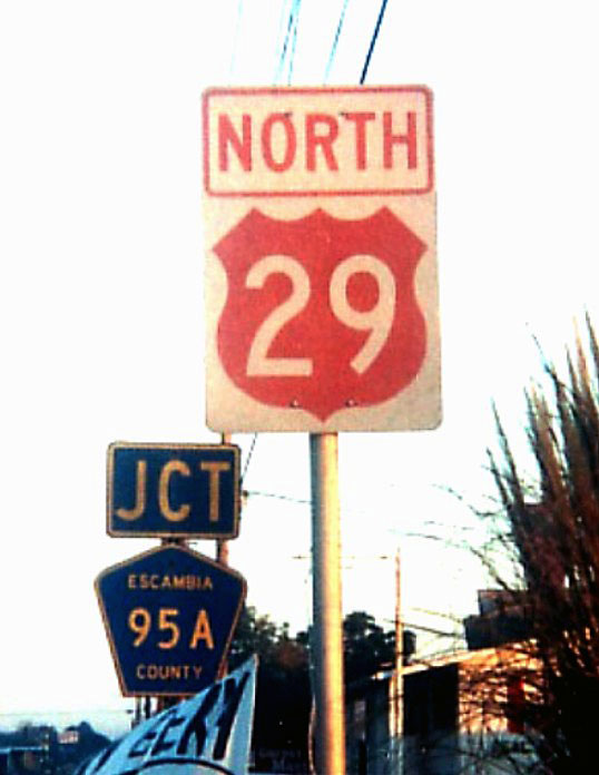 Florida - Escambia County route 95A and U.S. Highway 29 sign.