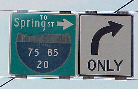 Georgia interstate highway 20, 75, and 85 sign.