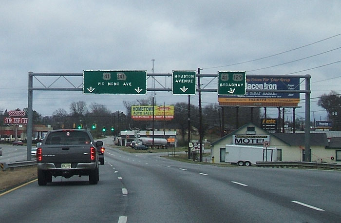 Georgia - U.S. Highway 129, U.S. Highway 41, and State Highway 247 sign.