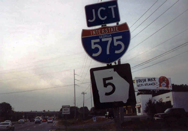 Georgia - Interstate 575 and State Highway 5 sign.
