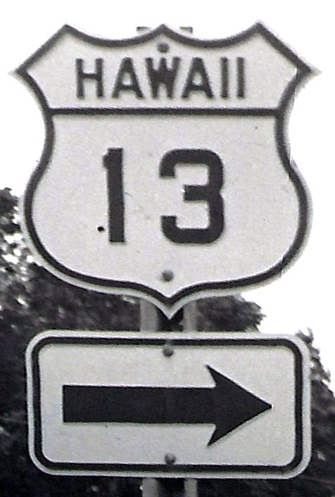 Hawaii Defense Route 13 sign.